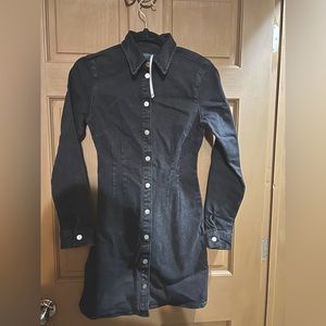 ASOS design denim shirt dress in washed black